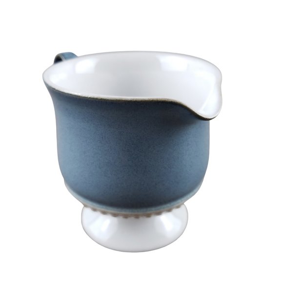 Denby Langley Castile Blue Pedestal Footed Coffee Creamer England Vintage - Picture 4 of 7